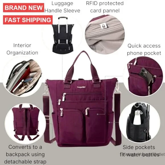 Lightweight Convertible Backpack Tote 15 RFID Travel Bag
